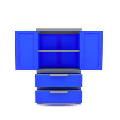 Nilkamal Freedom FMDR 2B Plastic Storage Cabinet with 2 Drawer (Deep Blue / Grey)