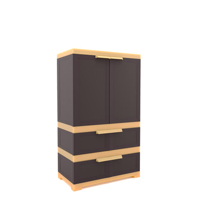 Nilkamal Freedom FMDR 2B Plastic Storage Cabinet with 2 Drawer (Weathered Brown / Biscuit)
