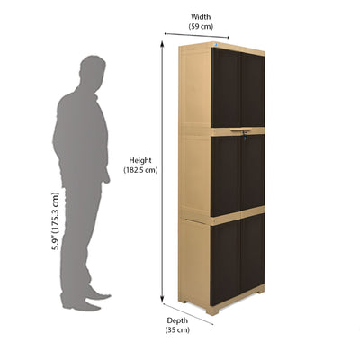 Nilkamal Freedom Mini Large (FML) Plastic Storage Cabinet (Weathered Brown / Biscuit) - Size in CM