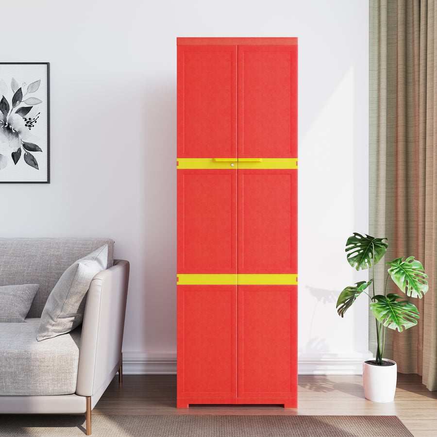 Nilkamal Freedom Mini Large (FML) Plastic Storage Cabinet (Bright Red / Yellow)
