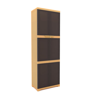 Nilkamal Freedom Mini Large (FML) Plastic Storage Cabinet (Weathered Brown / Biscuit) - Slight Side View-3