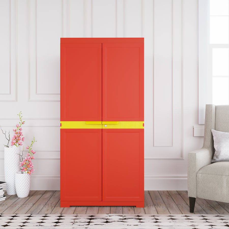 Nilkamal Freedom Mini Medium (FMM) Plastic Storage Cabinet (Bright Red / Yellow)