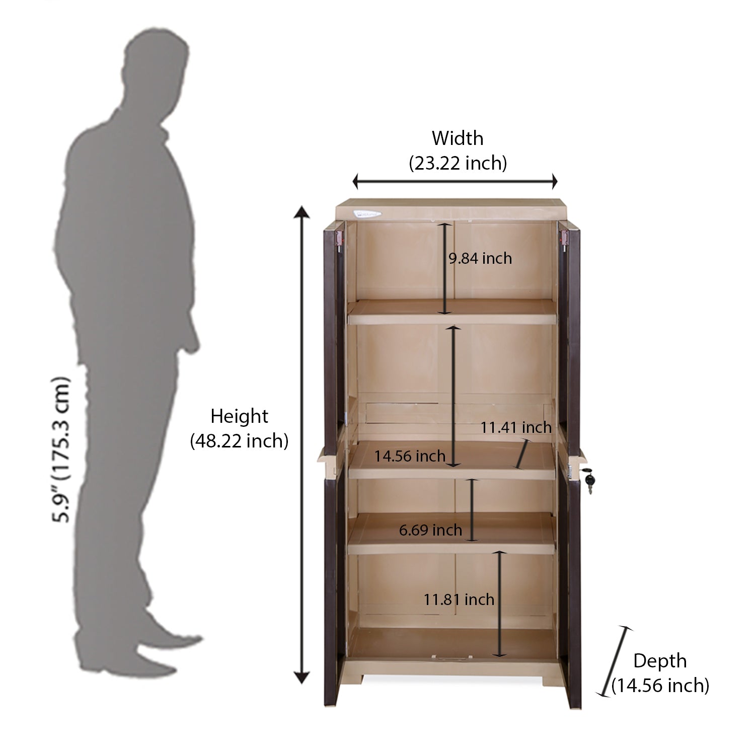 Nilkamal Freedom Mini Medium (FMM) Cabinet (Weather Brown / Biscuit)