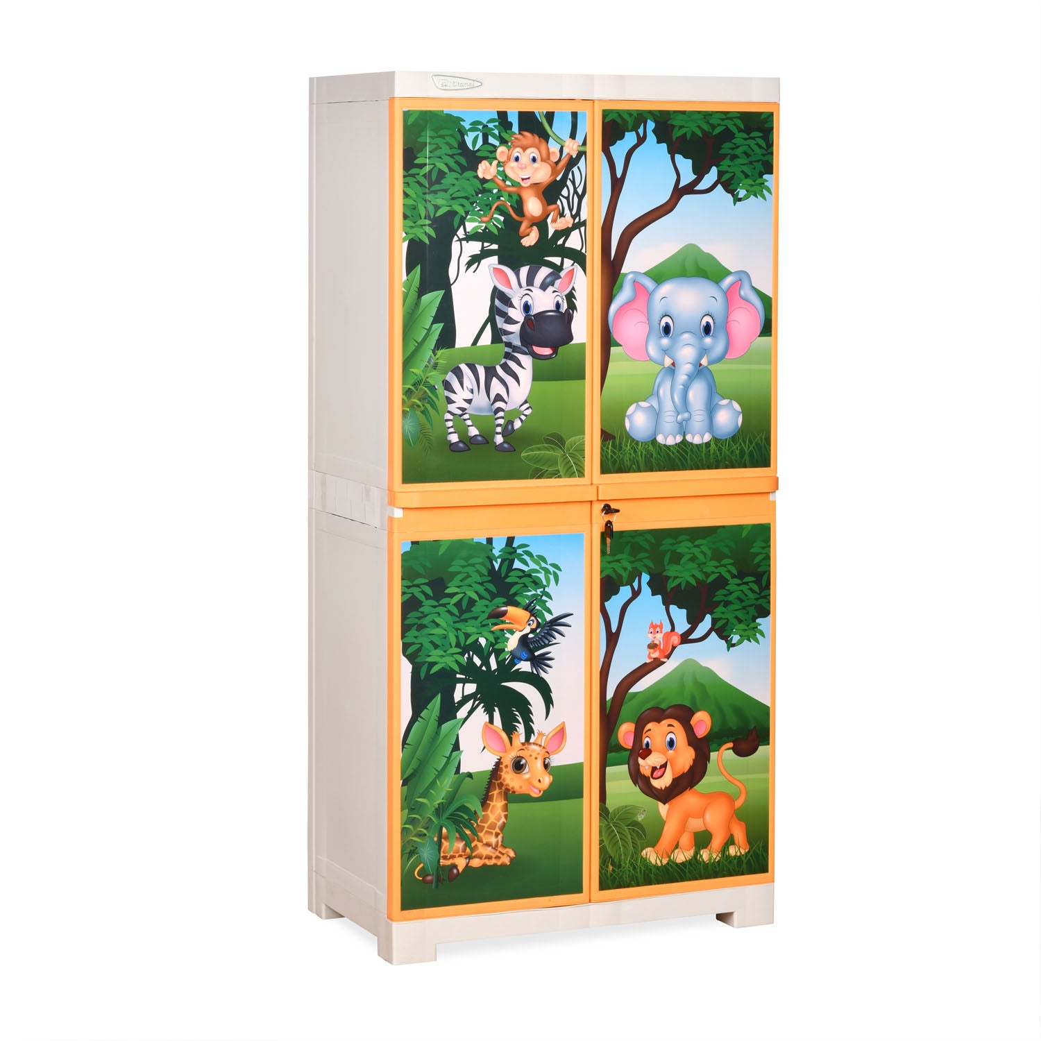 Nilkamal FMM Jungle Theme Mini Cabinet (Beach & Pastel Orange)