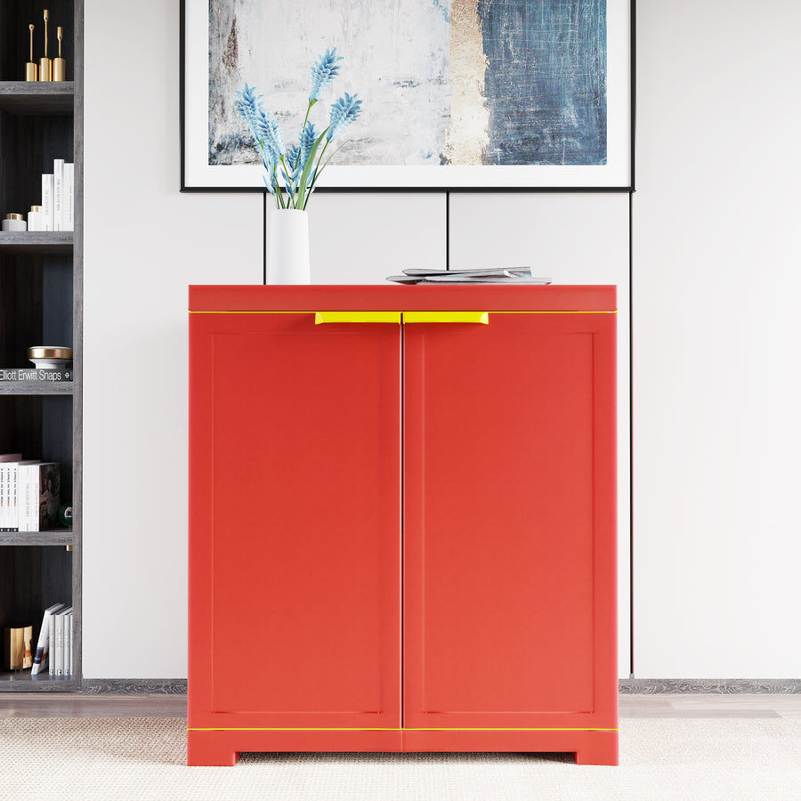 Nilkamal Freedom Mini Small (FMS) Plastic Storage Cabinet (Bright Red / Yellow)