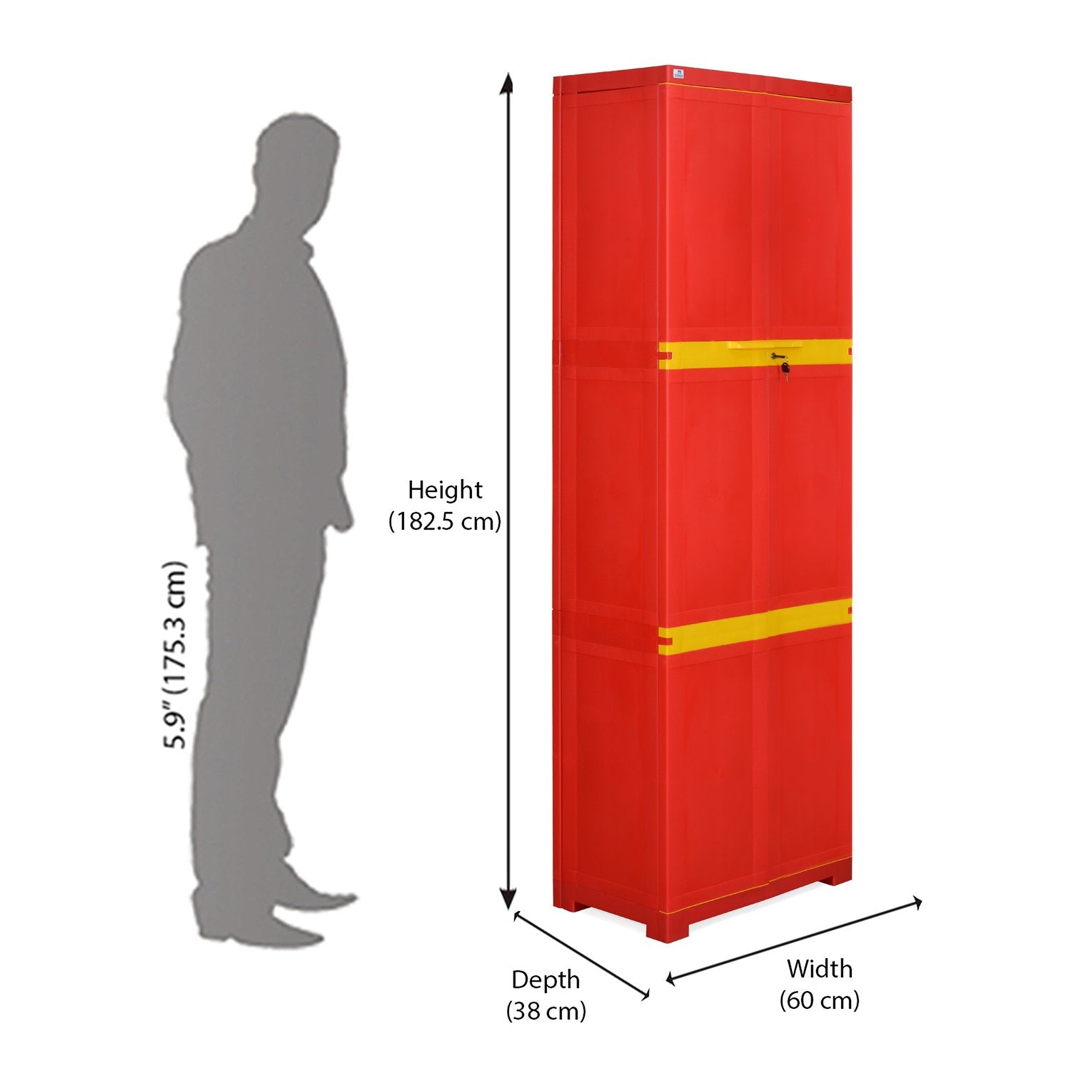 Nilkamal Freedom Mini Large (FML) Plastic Storage Cabinet (Bright Red / Yellow)