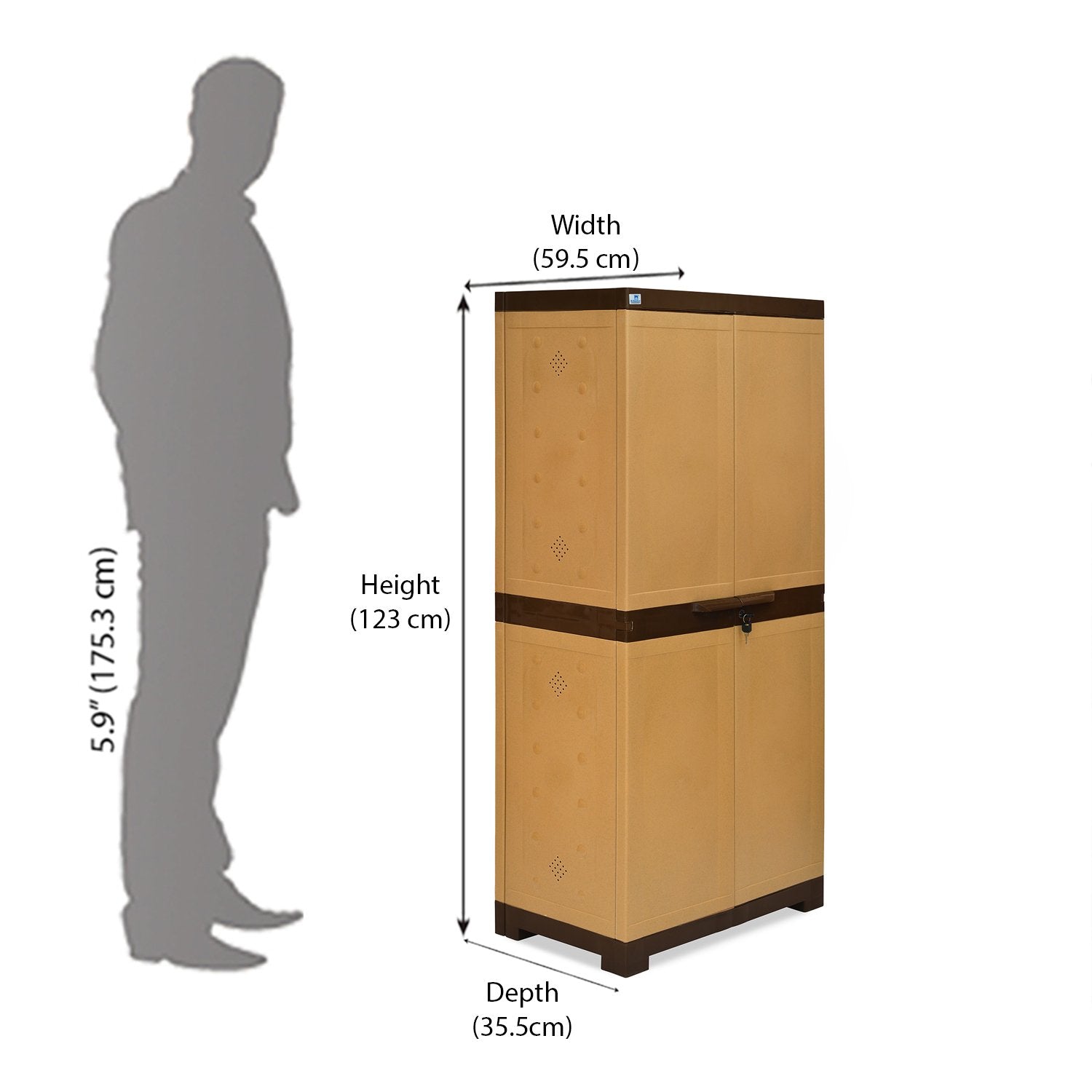 Nilkamal Freedom Mini 18 (FMSC18) Plastic Shoe Cabinet (Sandy Brown / Dark Brown)