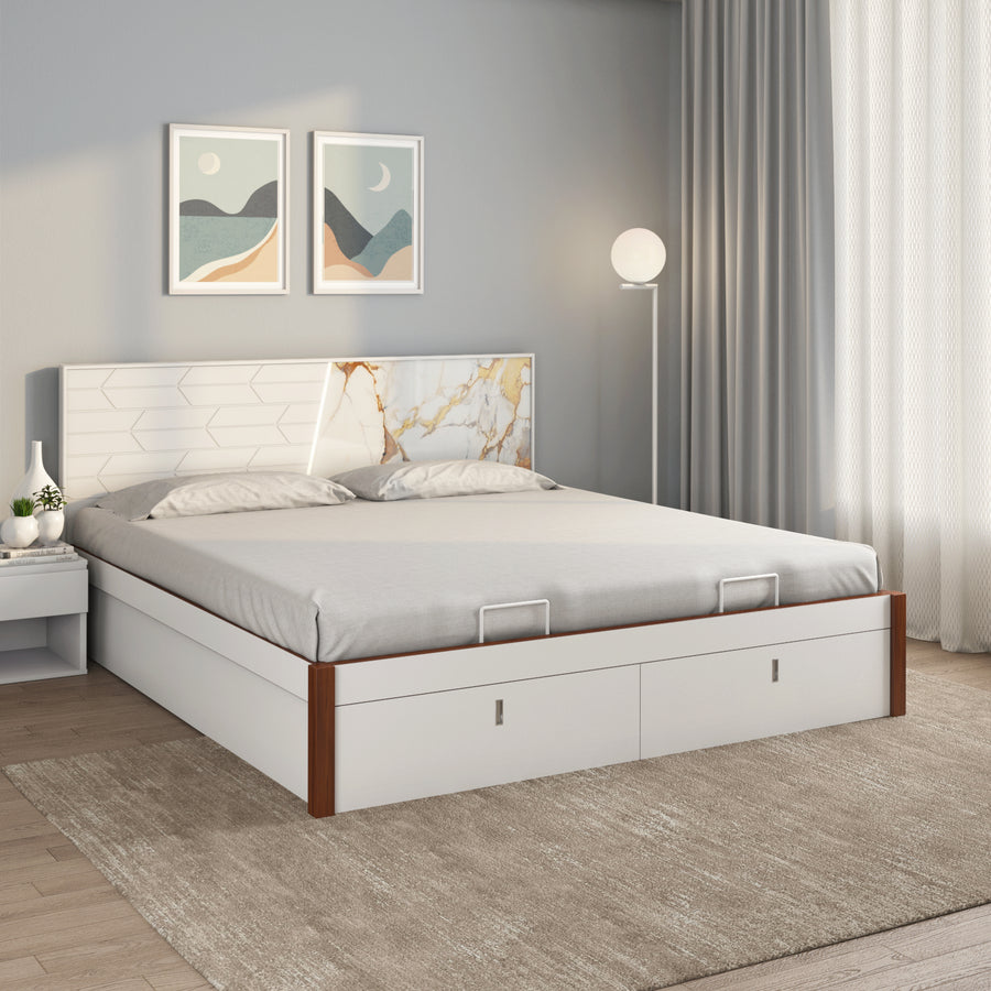 Nilkamal Galaxy Premier Bed With Hydraulic Storage (White)