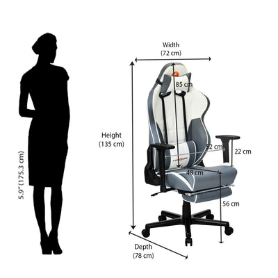 Nilkamal Fyrebird Greta Gaming Chair (Grey / White)