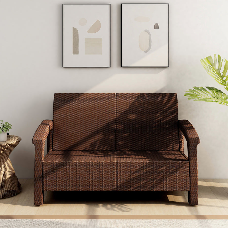 Nilkamal Goa Plastic 2 Seater Sofa without Cushion (Season Rust Brown)