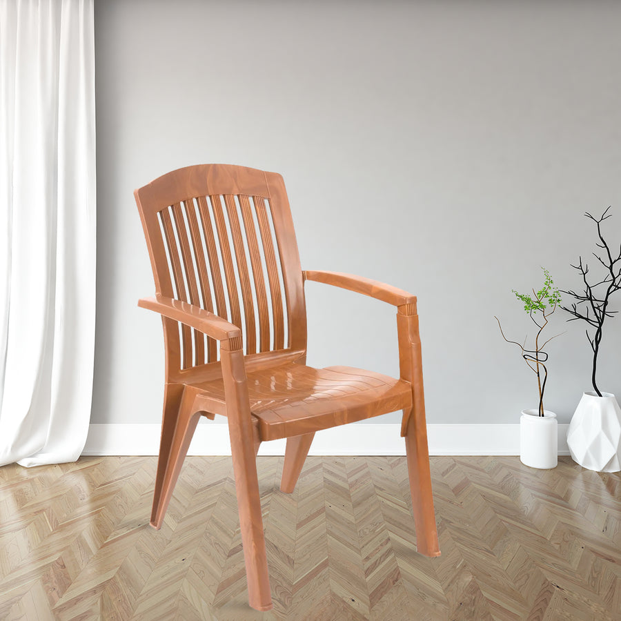 Nilkamal Heritage Plastic Arm Chair (Pear Wood)