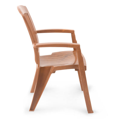 Nilkamal Heritage Plastic Arm Chair (Pear Wood)