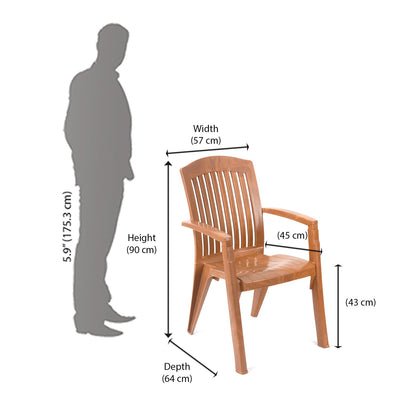 Nilkamal Heritage Plastic Arm Chair (Pear Wood)