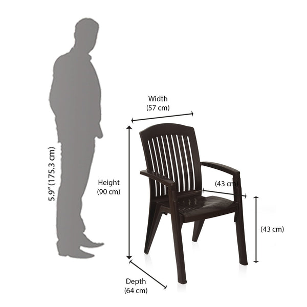 Nilkamal Heritage Plastic Arm Chair Weather Brown Nilkamal