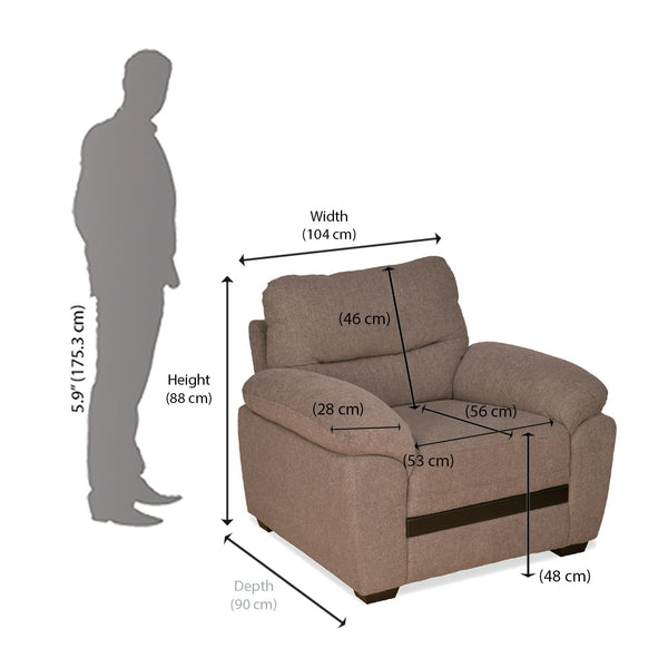 Nilkamal Hobart 1 Seater Sofa (Brown) Nilkamal Furniture