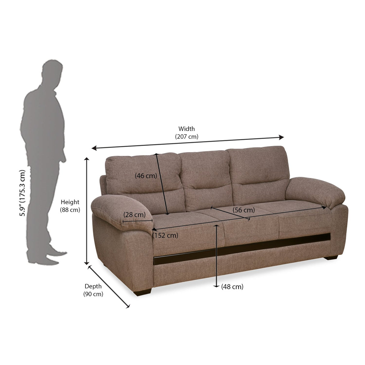 Nilkamal Hobart 3 Seater Sofa (Brown) Nilkamal Furniture
