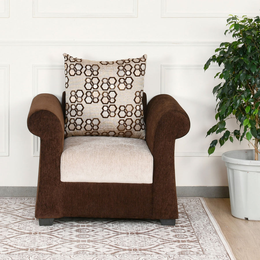 Nilkamal Jocelyn 1 Seater Sofa (Cream & Brown)
