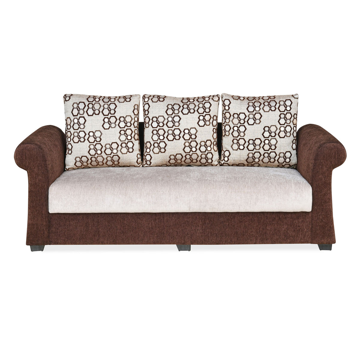 Nilkamal Jocelyn 3 Seater Sofa (Cream & Brown) Nilkamal Furniture