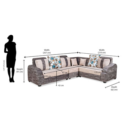 Nilkamal Joell Corner Sofa Black Light Grey Nilkamal Furniture
