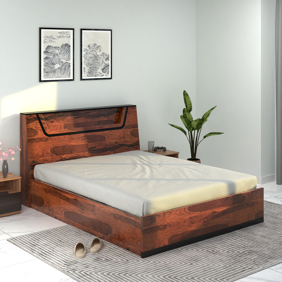 Nilkamal Jesse Engineered Wood Queen Bed with Hydraulic Storage (Wenge)