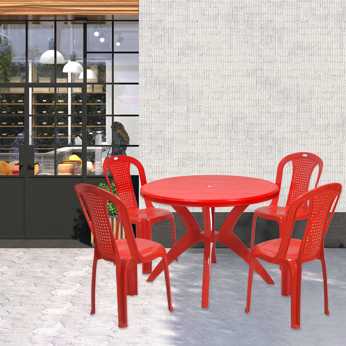 Nilkamal Meridian Kross Leg 4 Seater Dining Set