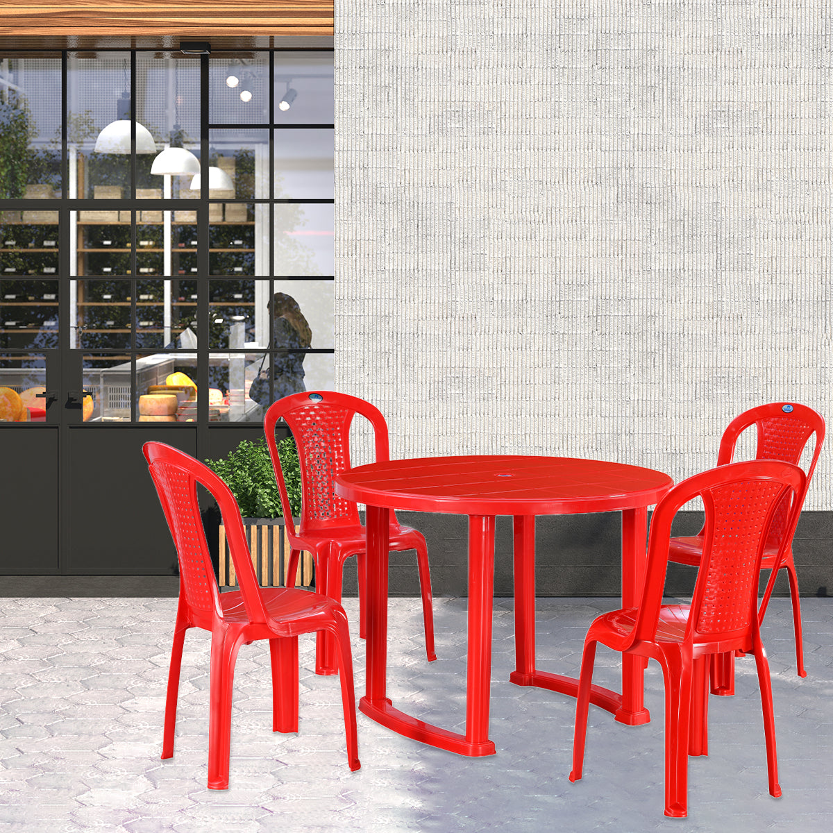 Nilkamal Meridian Kross Leg 4 Seater Dining Set