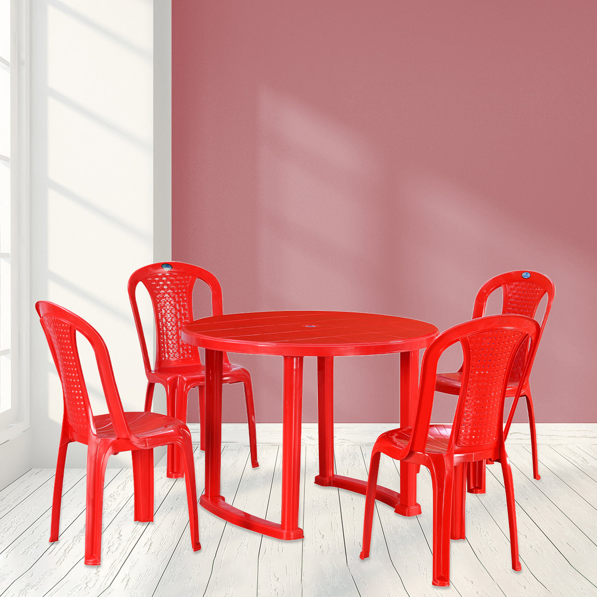 Nilkamal Meridian Kross Leg 4 Seater Dining Set