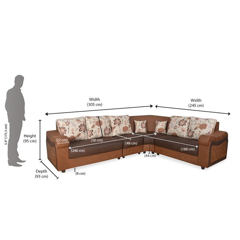 Nilkamal Kingsmead Corner Sofa Brown Nilkamal Furniture