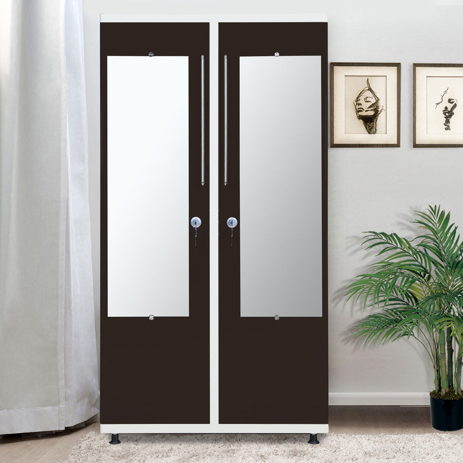 Nilkamal Krisa 2 Door Mirror Wardrobe (Beige/Brown)