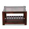 Nilkamal Kylie Glass Top Solid Wood Coffee Table (Walnut)