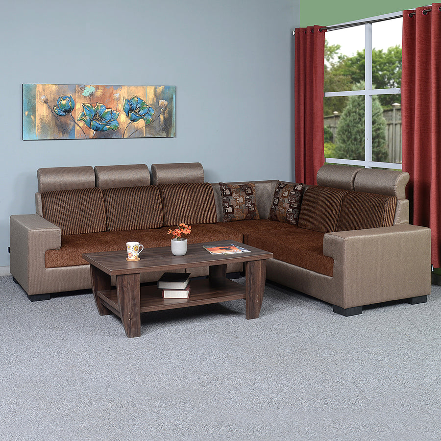 Nilkamal Alfredo Corner Sofa (Cream / Dark Brown)