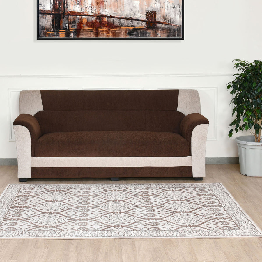 Nilkamal Lesley 3 Seater Sofa (Cream & Brown)