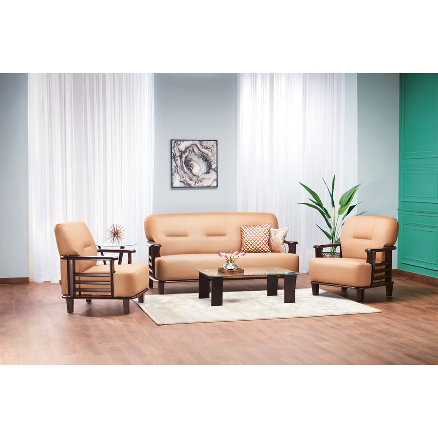 Nilkamal Lords 3 Seater Sofa PVC - Walnut/Brown
