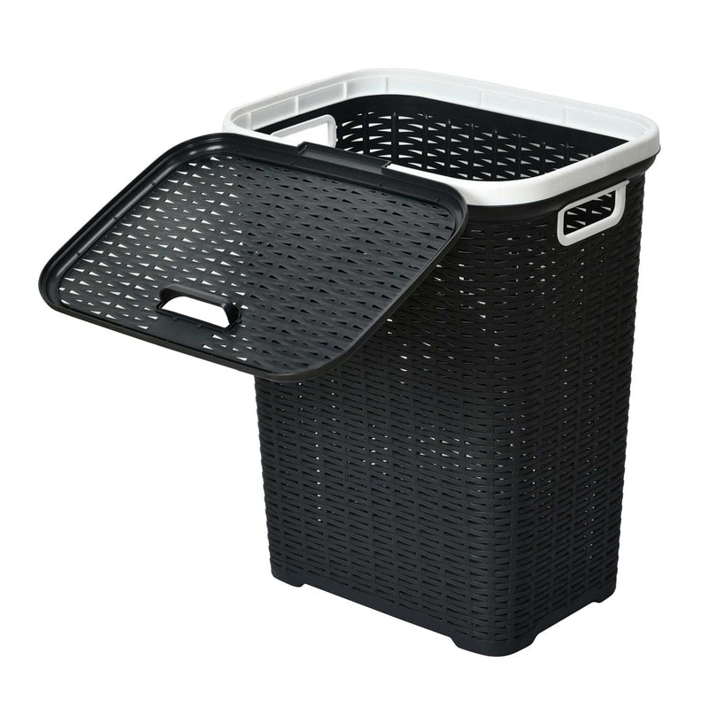 Set Of 2 Carry Handle 26l Plastic Laundry Baskets