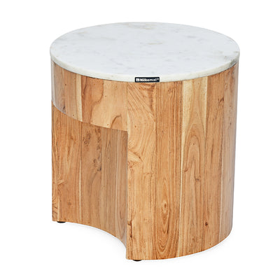 Nilkamal Oaken Marble Side Table (White)