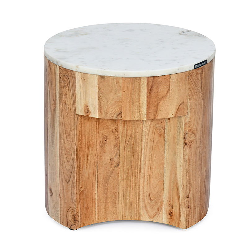 Nilkamal Oaken Marble Side Table (White)