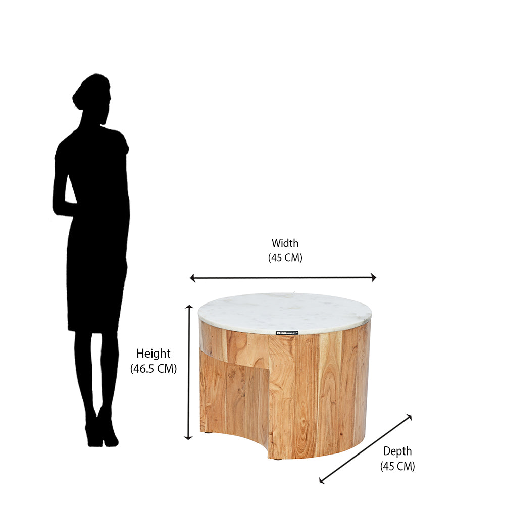Nilkamal Oaken Marble Side Table (White)