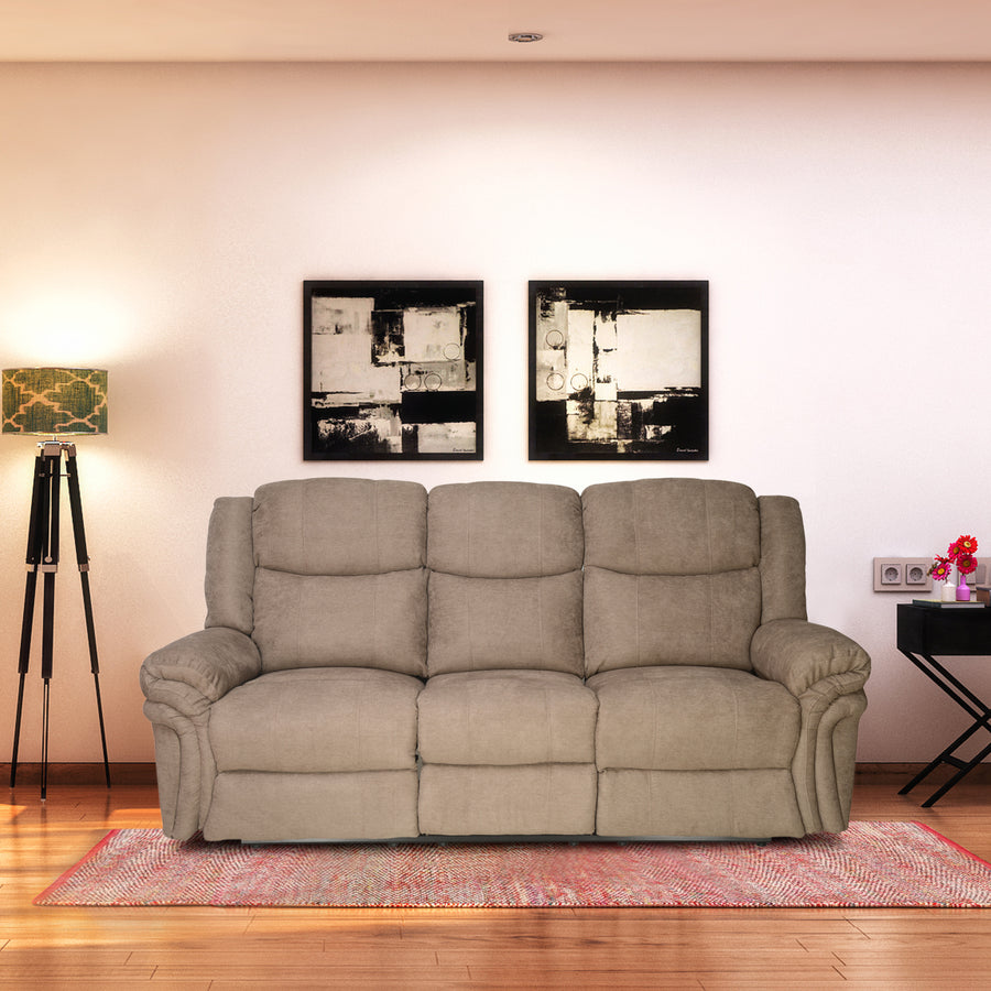 Nilkamal Lorenzo 3 Seater Recliner Sofa - Light Brown
