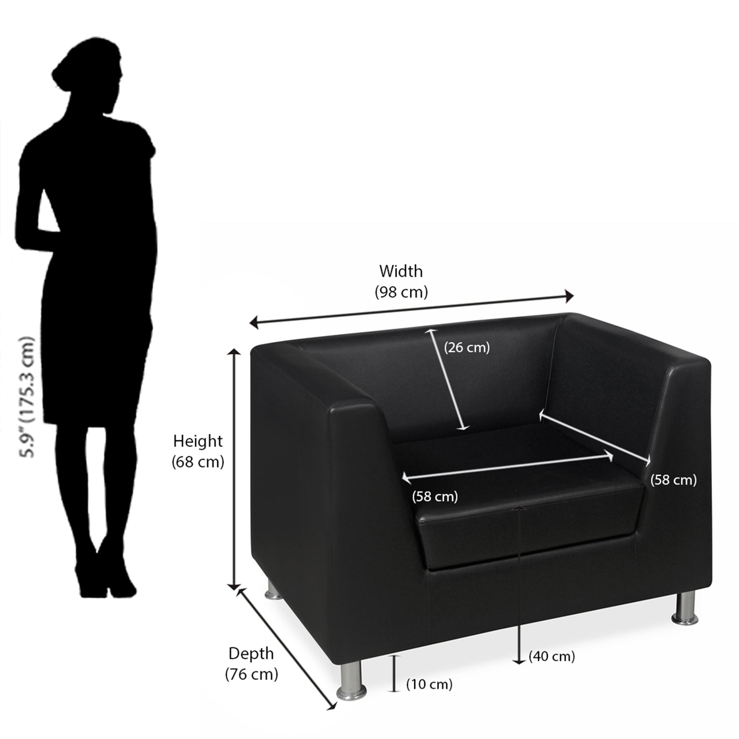 Nilkamal Russo 1 Seater Sofa (Cola Black)