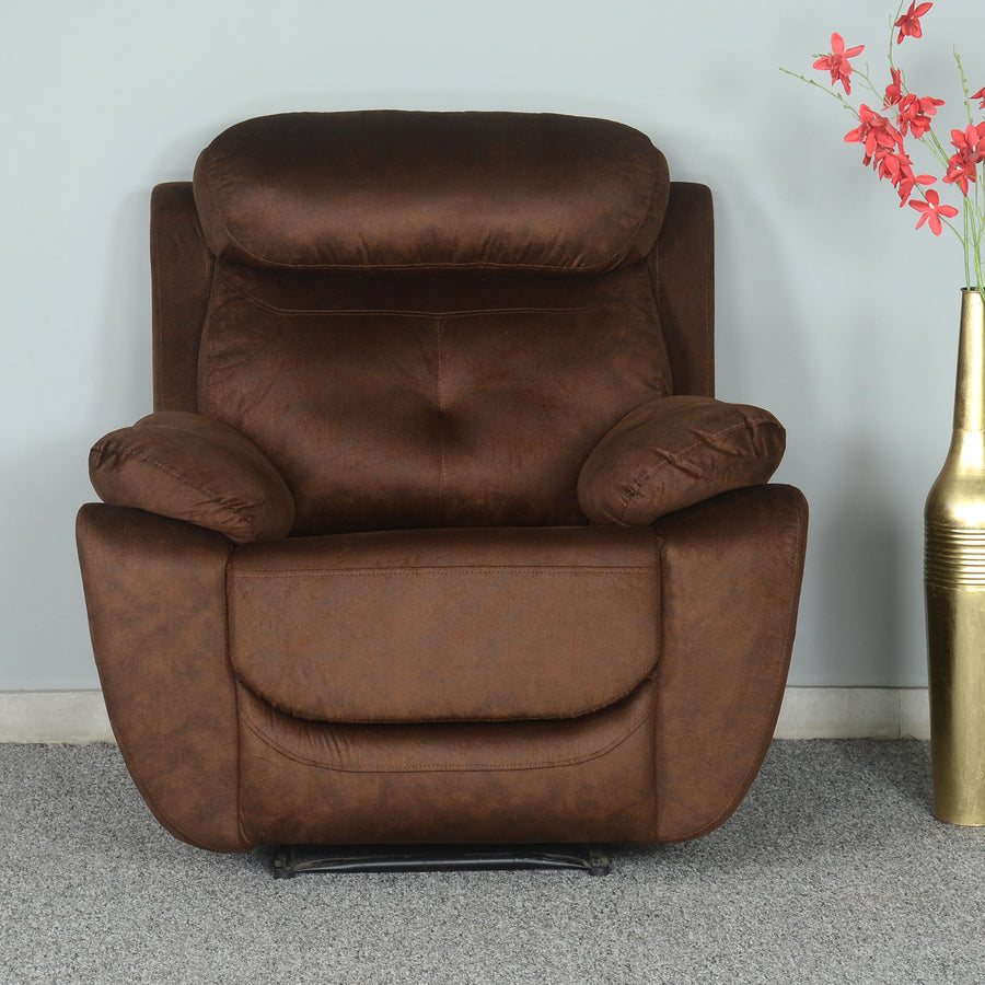 Nilkamal Veraton 1 Seater Recliner Fabric Sofa (Dark Brown)