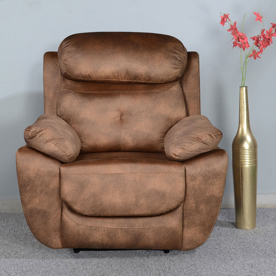 Nilkamal Veraton 1 Seater Recliner Fabric Sofa (Light Brown)