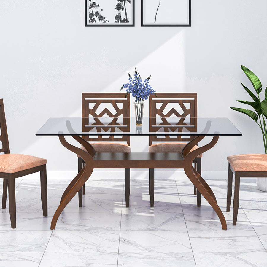 Nilkamal Lopez 6 Seater Dining Table (Walnut)