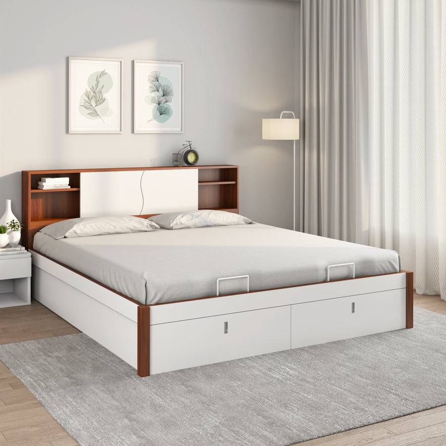 Nilkamal Malcom Premier  Bed with Full Hydraulic Storage (White)