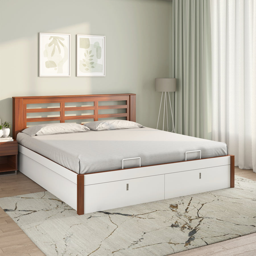 Nilkamal Maple Premier  Bed With Hydraulic Storage (White)