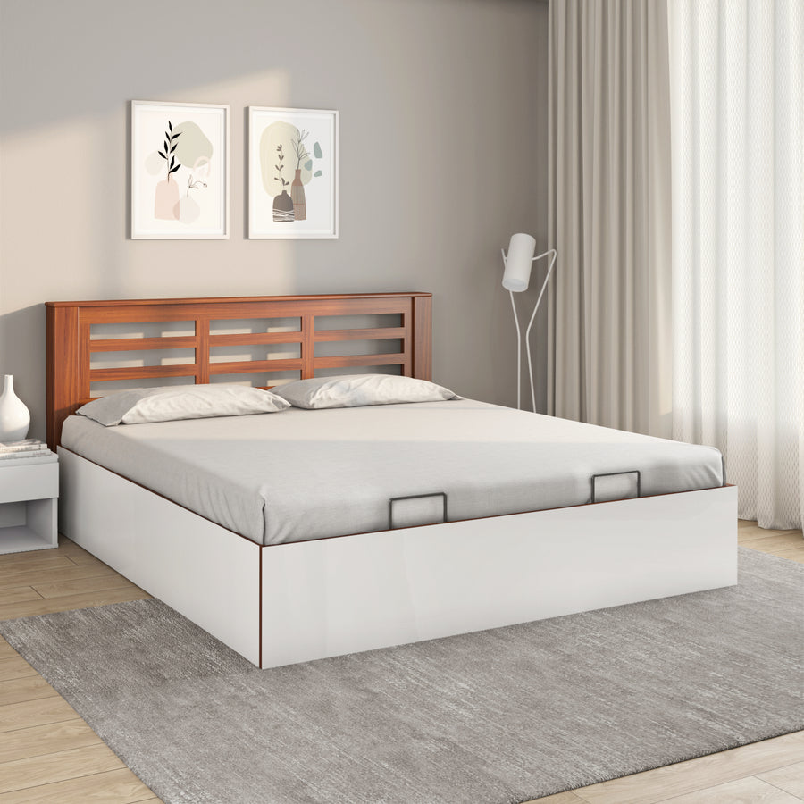Nilkamal Maple Prime  Bed With Semi Hydraulic Storage (White)