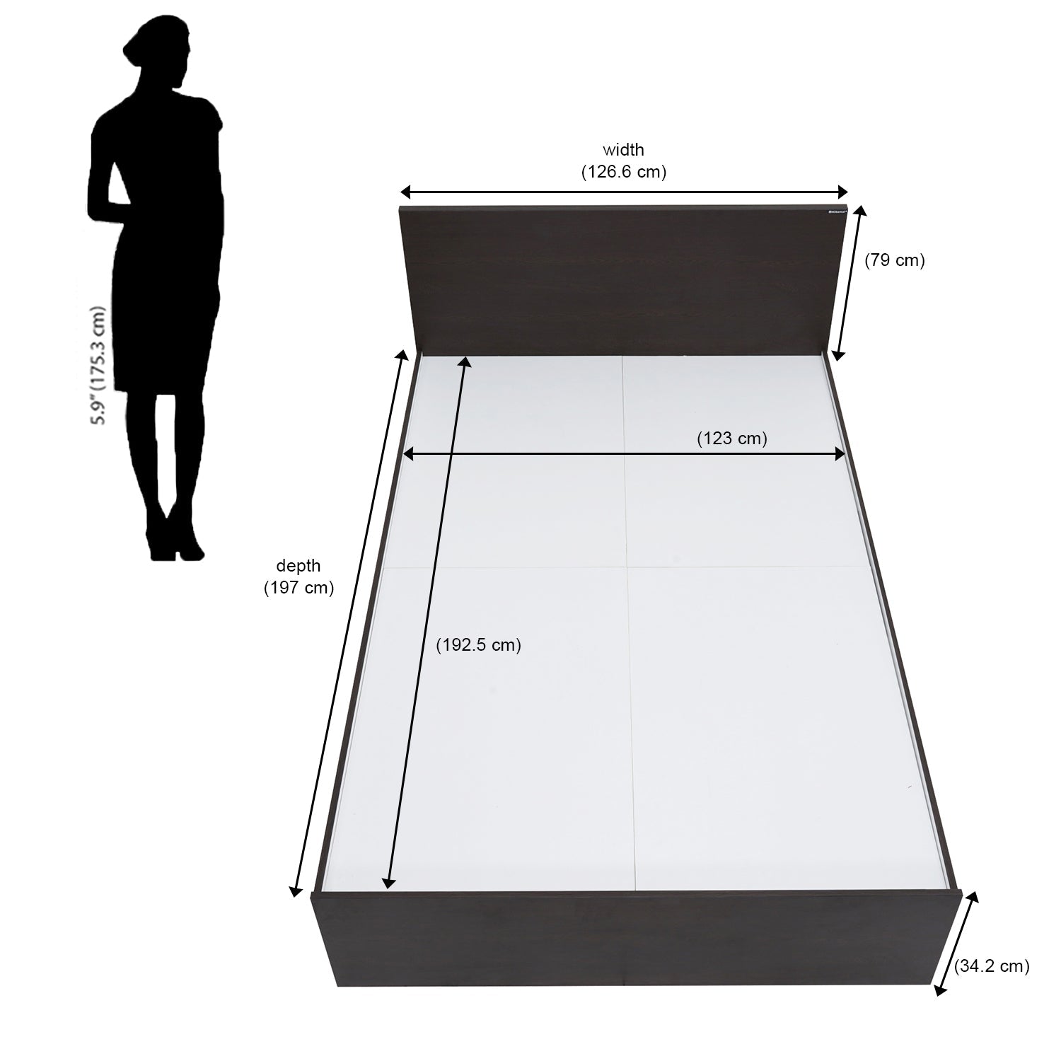 Nilkamal Arthur Double Bed (Walnut)