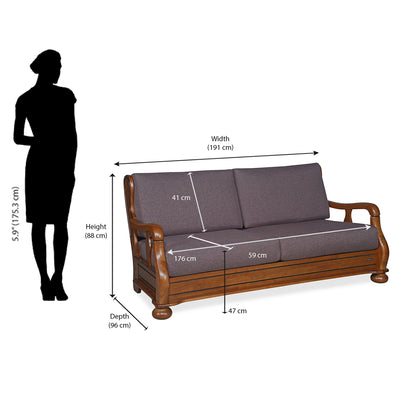 Nilkamal Melbourne 3 Seater Sofa (Wenge)