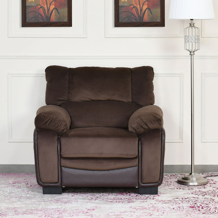 Nilkamal Mimosa Pro 1 Seater Fabric Sofa (Brown)
