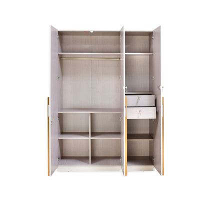 Nilkamal Mirage Engineered Wood 3 Door Wardrobe (Ivory)