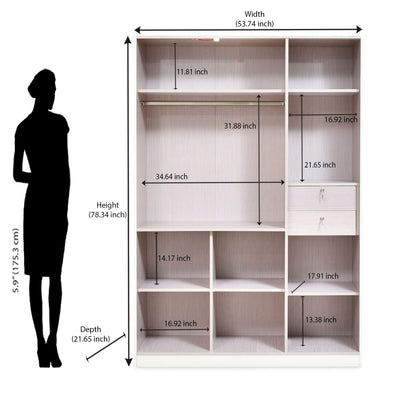 Nilkamal Mirage Engineered Wood 3 Door Wardrobe (Ivory)